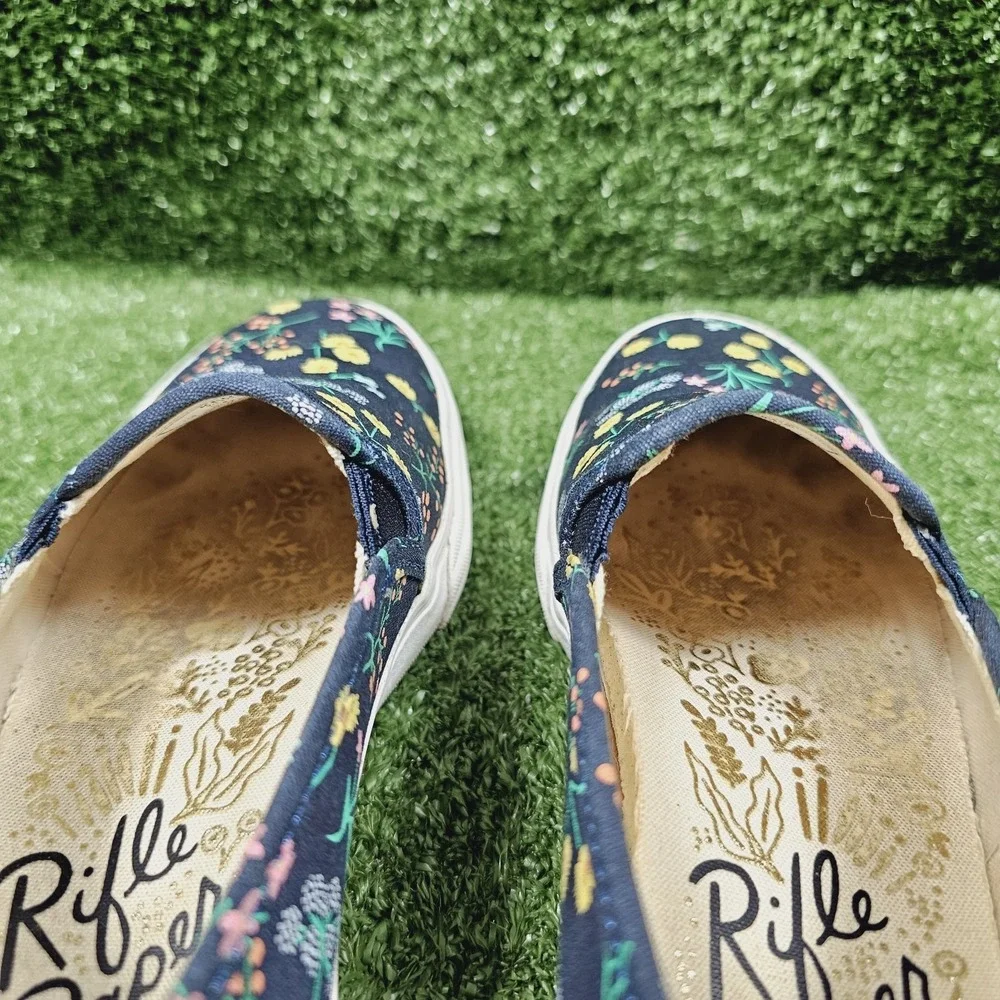 Keds x Rifle Paper Co Navy Floral Canvas Slip On Casual Sneakers Womens Size 8